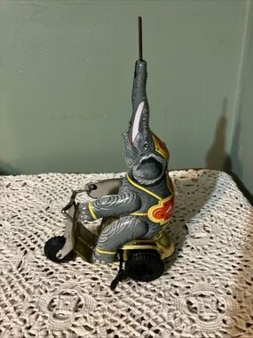 Wind Up Elephant on Scooter Bike Tin AS Is BLIC Litho Not a Toy Vintage 9"